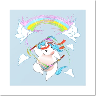 Rainbow Ninja Unicorn Posters and Art